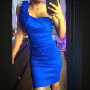 XS One Strap Blue Bodycon Dress
